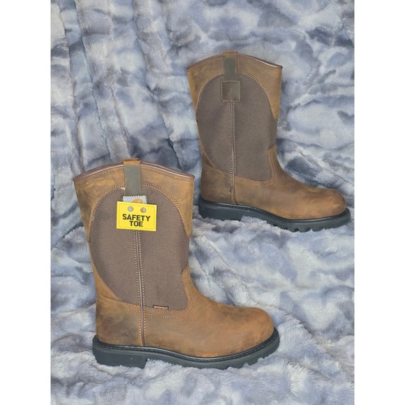 NWT Carhartt 10-INCH WELLINGTON STEEL TOE BOOT Bison Brown Oil Tan CWP1250- 8.5 - Picture 2 of 7
